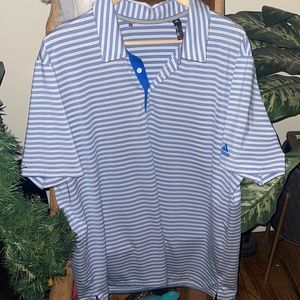 Adidas DriFit Material Striped Golf Polo